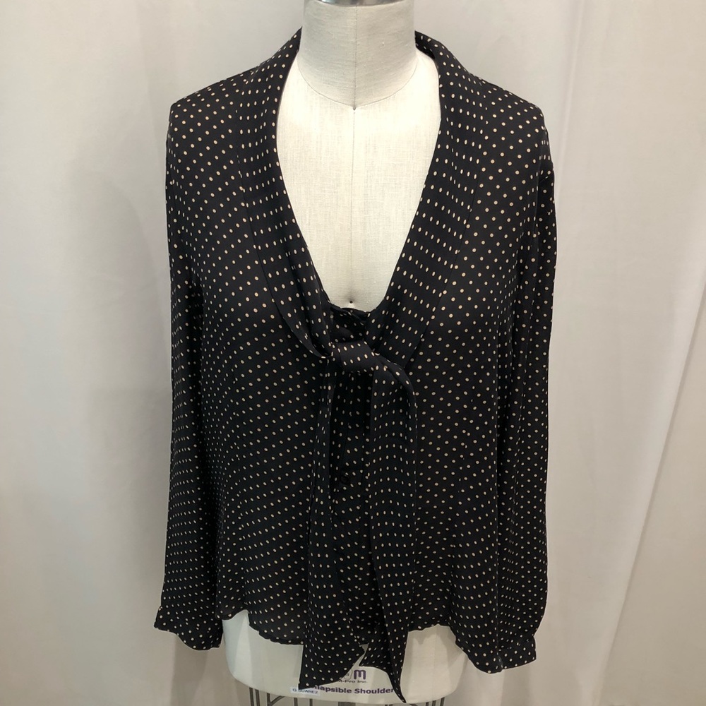 DKNY CITY black and cream polka-dot blouse